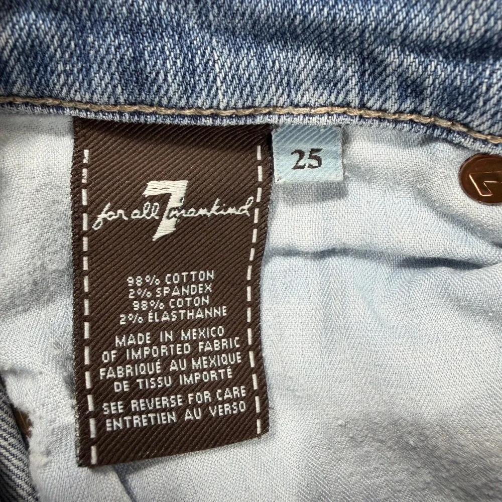 7 For All Mankind Crop Straight Jeans Womens 25 (Actual‎ 28x24) Blue Boho Casual